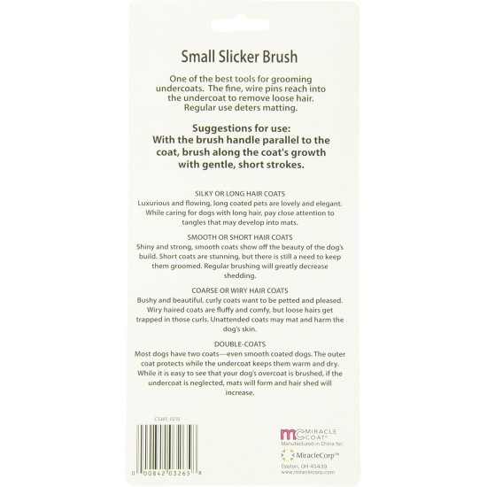 Miracle Coat Slicker Dog Brush, Small Miracle Coat Slicker Dog Brush, Small