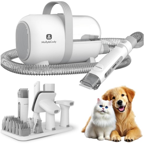 Molly&Cody SAMSON 7-in-1 Fur Clipper Set with Pet Hair Extraction for Dogs & Cats (6 Attachments, Effective & Volume Reduced Suction Power for 99% Absorption of Pet Hair, Contactless Emptying) Molly&Cody SAMSON 7-in-1 Fur Clipper Set with Pet Hair Extraction for Dogs & Cats (6 Attachments, Effective & Volume Reduced Suction Power for 99% Absorption of Pet Hair, Contactless Emptying)