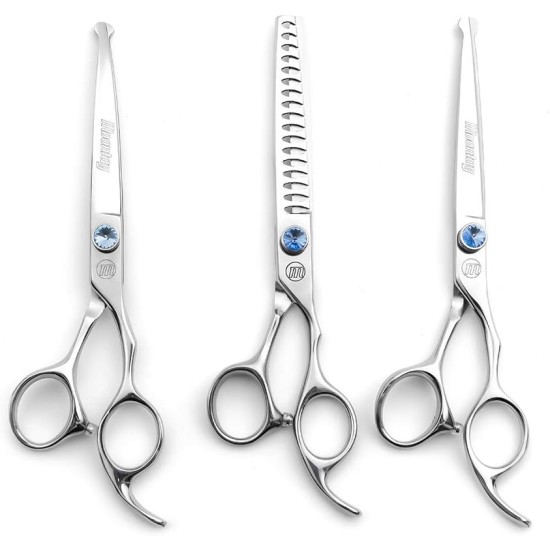 Moontay Dog Scissors Professional Grooming Scissors for Dogs Thinning Scissors Chunk Scissors for Thinning Cutting 7 Inch 440c Japanese Stainless Steel Scissors Dog Grooming Scissors Silver Moontay Dog Scissors Professional Grooming Scissors for Dogs Thinning Scissors Chunk Scissors for Thinning Cutting 7 Inch 440c Japanese Stainless Steel Scissors Dog Grooming Scissors Silver
