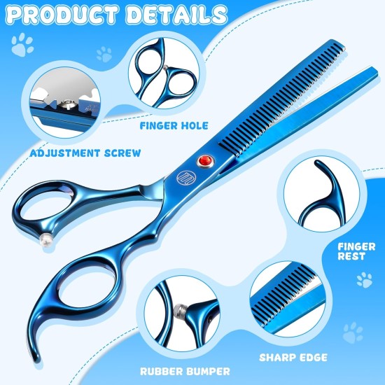 Moontay Professional Dog Scissors Set, 440C Stainless Steel Fur Scissors for Dogs, Straight Scissors, Curved Scissors, Thinning Scissors, Herringbone Scissors, Comb, Adjustment Tool, Cleaning Cloth Moontay Professional Dog Scissors Set, 440C Stainless Steel Fur Scissors for Dogs, Straight Scissors, Curved Scissors, Thinning Scissors, Herringbone Scissors, Comb, Adjustment Tool, Cleaning Cloth