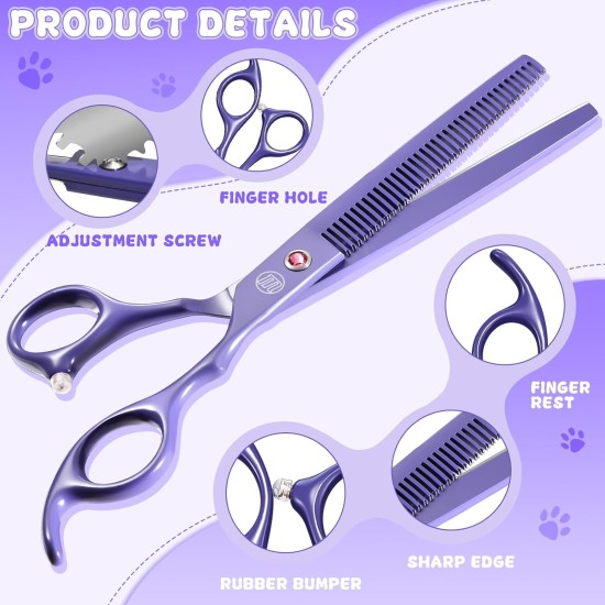 Moontay Professional Dog Scissors Set, 440C Stainless Steel Fur Scissors for Dogs, Straight Scissors, Curved Scissors, Thinning Scissors, Herringbone Scissors, Comb, Adjustment Tool, Cleaning Cloth Moontay Professional Dog Scissors Set, 440C Stainless Steel Fur Scissors for Dogs, Straight Scissors, Curved Scissors, Thinning Scissors, Herringbone Scissors, Comb, Adjustment Tool, Cleaning Cloth