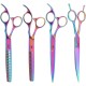 NOVOSACO 7 inch professional dog scissors set, 4-piece pet grooming scissors, straight, curved, thinning fur scissors for dogs, cats, rustproof