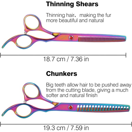 NOVOSACO 7 inch professional dog scissors set, 4-piece pet grooming scissors, straight, curved, thinning fur scissors for dogs, cats, rustproof NOVOSACO 7 inch professional dog scissors set, 4-piece pet grooming scissors, straight, curved, thinning fur scissors for dogs, cats, rustproof