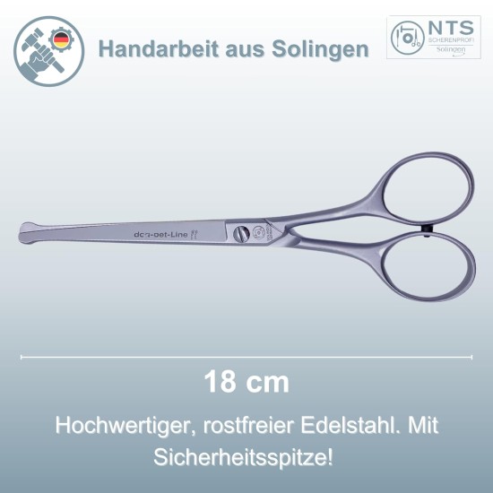 NTS-Solingen High Quality Dog Scissors / Fur Scissors 18 cm Long, Matte & Curved Design, Made of Rustproof Stainless Steel - Paw Scissors Dog Fur Scissors Dog Scissors with Safety Tip NTS-Solingen High Quality Dog Scissors / Fur Scissors 18 cm Long, Matte & Curved Design, Made of Rustproof Stainless Steel - Paw Scissors Dog Fur Scissors Dog Scissors with Safety Tip