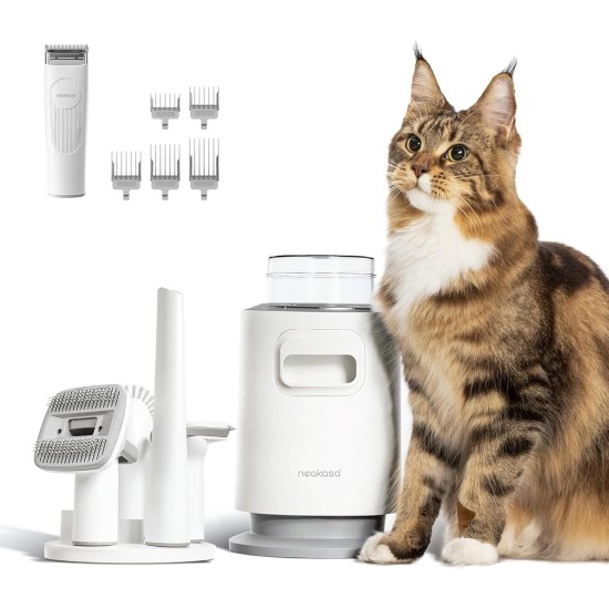 Neakasa P0 Pro Dog Clipper with Vacuum Cleaner, Professional Pet Care Set with 10,000 Pa Suction Power, Quiet Clipper for Dogs, Cats, Pet Hair Remover with 5 Care Tools