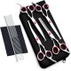Newaner Professional Dog Scissors Set, Stainless Steel Scissors with Round Safety Tip, Fur Scissors Including Thinning Scissors, Curved, Straight Scissors, Grooming Comb, for Dogs, Cats, Purple