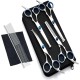 Newaner Professional Dog Scissors Set, Stainless Steel with Round Safety Tip, Fur Scissors Including Thinning Scissors, Curved, Straight Scissors, Grooming Comb, for Dogs, Cats, Blue