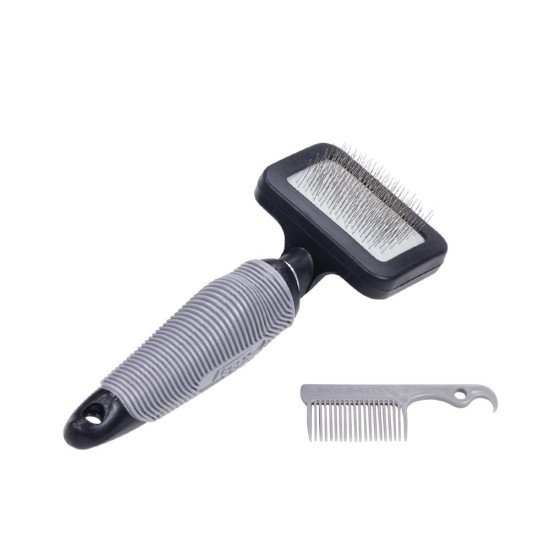 Nobby Starline Professional Grooming Range Slicker Brush with Cleaning Comb for Dog/ Cat, Small Nobby Starline Professional Grooming Range Slicker Brush with Cleaning Comb for Dog/ Cat, Small