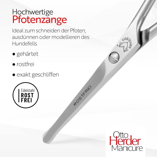 Otto Herder Dog Scissors Paw Scissors Rustproof 10 cm Rounded Stainless Steel Scissors for Cutting Fur Between Paws Otto Herder Dog Scissors Paw Scissors Rustproof 10 cm Rounded Stainless Steel Scissors for Cutting Fur Between Paws