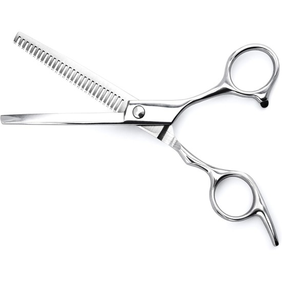 PRECORN Dog Scissors for Thinning & Detangling | Thinning Scissors & Felt Scissors Dog | Single Sided Serrated Fur Scissors for Dogs and Cats | High-Quality Metal Dematting Scissors