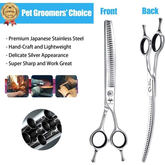 PURPLEBIRD Fur Scissors 7.0 Inch Curved Dog Scissors Cat Scissors Dog Thinning Scissors Dog Scissors for Grooming All Dogs Cat Cutting and Grooming Japanese Stainless Steel 440C Handmade PURPLEBIRD Fur Scissors 7.0 Inch Curved Dog Scissors Cat Scissors Dog Thinning Scissors Dog Scissors for Grooming All Dogs Cat Cutting and Grooming Japanese Stainless Steel 440C Handmade