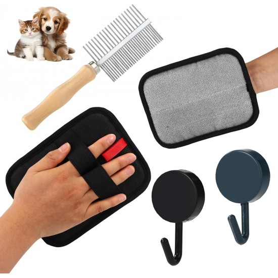 Pack of 2 Pet Hair Removal Gloves, Portable Electrostatic Cat and Dog Hair Removal Gloves with Pet Comb and 2 Hooks, Suitable for Carpets, Sheets, Sofas, Car Seats Pack of 2 Pet Hair Removal Gloves, Portable Electrostatic Cat and Dog Hair Removal Gloves with Pet Comb and 2 Hooks, Suitable for Carpets, Sheets, Sofas, Car Seats