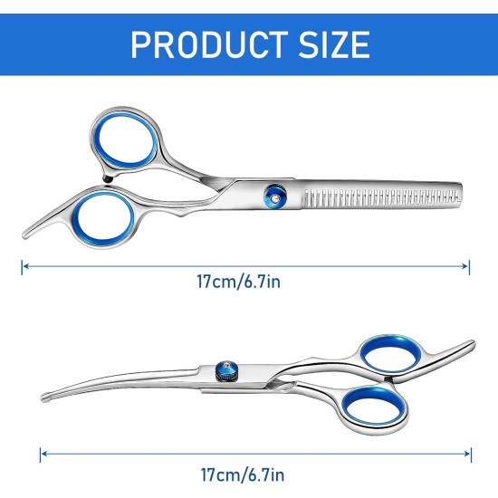 Pack of 2 Pet Scissors for Puppies, Stainless Steel Dog Hair Scissors, Cat Grooming Scissors, Pet Hair Scissors, Dog Scissors, Fur Scissors, Suitable for Pets and Dogs for Hair Cutting (Blue) Pack of 2 Pet Scissors for Puppies, Stainless Steel Dog Hair Scissors, Cat Grooming Scissors, Pet Hair Scissors, Dog Scissors, Fur Scissors, Suitable for Pets and Dogs for Hair Cutting (Blue)