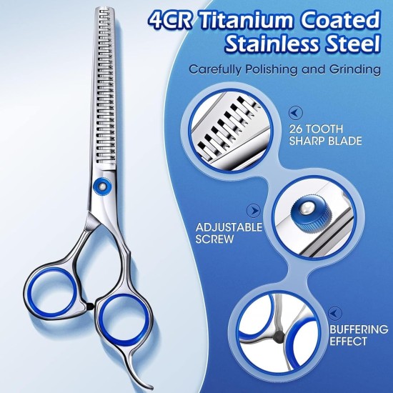 Pack of 2 Pet Scissors for Puppies, Stainless Steel Dog Hair Scissors, Cat Grooming Scissors, Pet Hair Scissors, Dog Scissors, Fur Scissors, Suitable for Pets and Dogs for Hair Cutting (Blue) Pack of 2 Pet Scissors for Puppies, Stainless Steel Dog Hair Scissors, Cat Grooming Scissors, Pet Hair Scissors, Dog Scissors, Fur Scissors, Suitable for Pets and Dogs for Hair Cutting (Blue)
