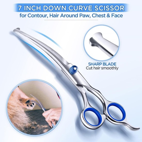 Pack of 2 Pet Scissors for Puppies, Stainless Steel Dog Hair Scissors, Cat Grooming Scissors, Pet Hair Scissors, Dog Scissors, Fur Scissors, Suitable for Pets and Dogs for Hair Cutting (Blue) Pack of 2 Pet Scissors for Puppies, Stainless Steel Dog Hair Scissors, Cat Grooming Scissors, Pet Hair Scissors, Dog Scissors, Fur Scissors, Suitable for Pets and Dogs for Hair Cutting (Blue)