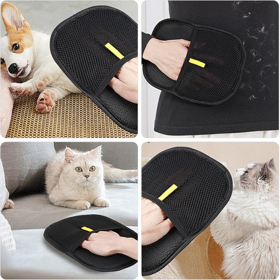 Pack of 2 double-sided pet grooming gloves, grooming gloves for dogs, cats and pets, anti-static, reusable cat hair remover, brush glove Pack of 2 double-sided pet grooming gloves, grooming gloves for dogs, cats and pets, anti-static, reusable cat hair remover, brush glove