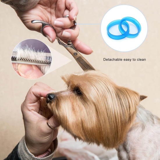 Pack of 5 Professional Dog Scissors Set, Including 1 Thinning Scissors, 2 Curved, 1 Straight Scissors, 1 Grooming Comb, for Grooming Dogs, Cats, Pets, for Full Body, Face, Nose and Ear Pack of 5 Professional Dog Scissors Set, Including 1 Thinning Scissors, 2 Curved, 1 Straight Scissors, 1 Grooming Comb, for Grooming Dogs, Cats, Pets, for Full Body, Face, Nose and Ear