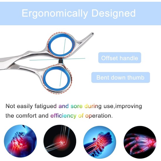 Pack of 5 Professional Dog Scissors Set, Including 1 Thinning Scissors, 2 Curved, 1 Straight Scissors, 1 Grooming Comb, for Grooming Dogs, Cats, Pets, for Full Body, Face, Nose and Ear Pack of 5 Professional Dog Scissors Set, Including 1 Thinning Scissors, 2 Curved, 1 Straight Scissors, 1 Grooming Comb, for Grooming Dogs, Cats, Pets, for Full Body, Face, Nose and Ear