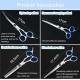Pack of 5 Professional Dog Scissors Set, Including 1 Thinning Scissors, 2 Curved, 1 Straight Scissors, 1 Grooming Comb, for Grooming Dogs, Cats, Pets, for Full Body, Face, Nose and Ear Pack of 5 Professional Dog Scissors Set, Including 1 Thinning Scissors, 2 Curved, 1 Straight Scissors, 1 Grooming Comb, for Grooming Dogs, Cats, Pets, for Full Body, Face, Nose and Ear