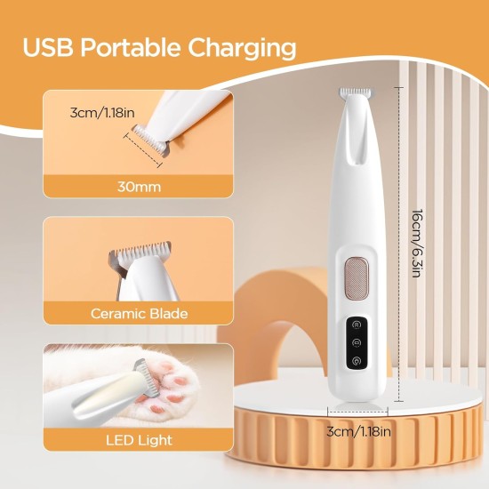 Paw Trimmer for Dogs with Double Blades, Clipper, Dog Paw Trimmer with LED Light, Paws Extra Quiet Dog Clipper, Dog Shaver for Dogs, Cats, Paws, Eyes, Ears, Face, Body Paw Trimmer for Dogs with Double Blades, Clipper, Dog Paw Trimmer with LED Light, Paws Extra Quiet Dog Clipper, Dog Shaver for Dogs, Cats, Paws, Eyes, Ears, Face, Body
