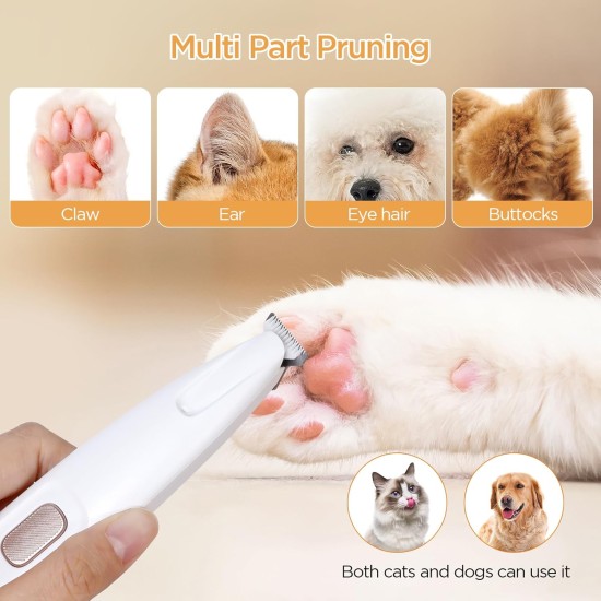 Paw Trimmer for Dogs with Double Blades, Clipper, Dog Paw Trimmer with LED Light, Paws Extra Quiet Dog Clipper, Dog Shaver for Dogs, Cats, Paws, Eyes, Ears, Face, Body Paw Trimmer for Dogs with Double Blades, Clipper, Dog Paw Trimmer with LED Light, Paws Extra Quiet Dog Clipper, Dog Shaver for Dogs, Cats, Paws, Eyes, Ears, Face, Body