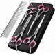 Pawaboo Dog Grooming Scissors Set, 5 Pieces Professional Dog Salon Scissors, Combing Fur Scissors with Round Safety Tip for Pets, Dogs, Cats, Thinning Scissors, Hair Care, Grooming Cutting - Pink Pawaboo Dog Grooming Scissors Set, 5 Pieces Professional Dog Salon Scissors, Combing Fur Scissors with Round Safety Tip for Pets, Dogs, Cats, Thinning Scissors, Hair Care, Grooming Cutting - Pink