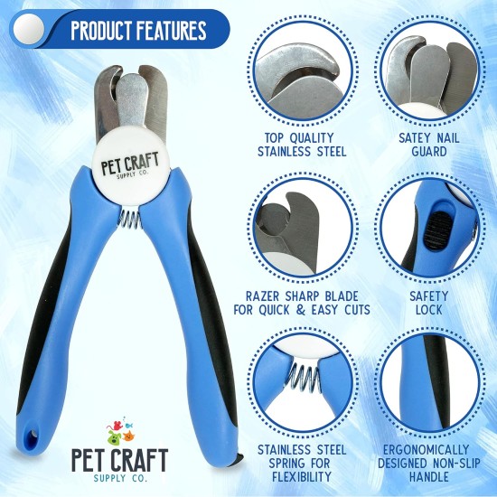 Pet Craft Supply Easy to Use Pet Nail Clippers Trimmers for Dogs & Cats with Pet Safety Guard & Lock, Razor Sharp Blades for Professional & At Home Grooming Pet Craft Supply Easy to Use Pet Nail Clippers Trimmers for Dogs & Cats with Pet Safety Guard & Lock, Razor Sharp Blades for Professional & At Home Grooming