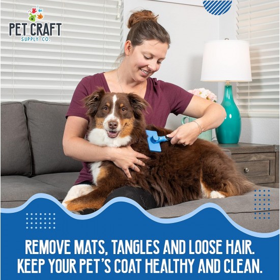 Pet Craft Supply Self Cleaning Slicker Pet Grooming Brush for Dogs and Cats with Short to Long Hair, Removes Mats, Tangles and Loose Hair Pet Craft Supply Self Cleaning Slicker Pet Grooming Brush for Dogs and Cats with Short to Long Hair, Removes Mats, Tangles and Loose Hair