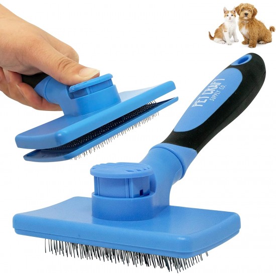 Pet Craft Supply Self Cleaning Slicker Pet Grooming Brush for Dogs and Cats with Short to Long Hair, Removes Mats, Tangles and Loose Hair Pet Craft Supply Self Cleaning Slicker Pet Grooming Brush for Dogs and Cats with Short to Long Hair, Removes Mats, Tangles and Loose Hair
