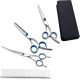 Pet Grooming Scissors for Dogs, 7 Inch Heavy Duty Titanium Pet Grooming Scissors Set, Professional Thinning Scissors, Straight Scissors with Comb for Dogs and Cats (4 Pack) Pet Grooming Scissors for Dogs, 7 Inch Heavy Duty Titanium Pet Grooming Scissors Set, Professional Thinning Scissors, Straight Scissors with Comb for Dogs and Cats (4 Pack)
