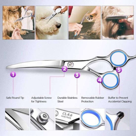 Pet Grooming Scissors for Dogs, 7 Inch Heavy Duty Titanium Pet Grooming Scissors Set, Professional Thinning Scissors, Straight Scissors with Comb for Dogs and Cats (4 Pack) Pet Grooming Scissors for Dogs, 7 Inch Heavy Duty Titanium Pet Grooming Scissors Set, Professional Thinning Scissors, Straight Scissors with Comb for Dogs and Cats (4 Pack)
