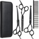 Pet Grooming Scissors for Dogs with Round Safety Tips, Heavy Duty Titanium Pet Grooming Trimmer Set, Professional Thinning Scissors, Straight Scissors with Comb for Dogs and Cats (3 Pack) Pet Grooming Scissors for Dogs with Round Safety Tips, Heavy Duty Titanium Pet Grooming Trimmer Set, Professional Thinning Scissors, Straight Scissors with Comb for Dogs and Cats (3 Pack)