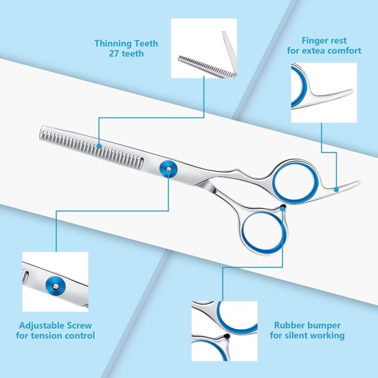 Pet Grooming Scissors for Dogs with Round Safety Tips, Heavy Duty Titanium Pet Grooming Trimmer Set, Professional Thinning Scissors, Straight Scissors with Comb for Dogs and Cats (3 Pack) Pet Grooming Scissors for Dogs with Round Safety Tips, Heavy Duty Titanium Pet Grooming Trimmer Set, Professional Thinning Scissors, Straight Scissors with Comb for Dogs and Cats (3 Pack)