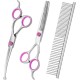 Pet Grooming Scissors for Dogs with Round Safety Tips, Heavy Duty Titanium Pet Grooming Trimmer Set, Professional Thinning Scissors, Straight Scissors with Comb for Dogs and Cats (3 Pack) Pet Grooming Scissors for Dogs with Round Safety Tips, Heavy Duty Titanium Pet Grooming Trimmer Set, Professional Thinning Scissors, Straight Scissors with Comb for Dogs and Cats (3 Pack)