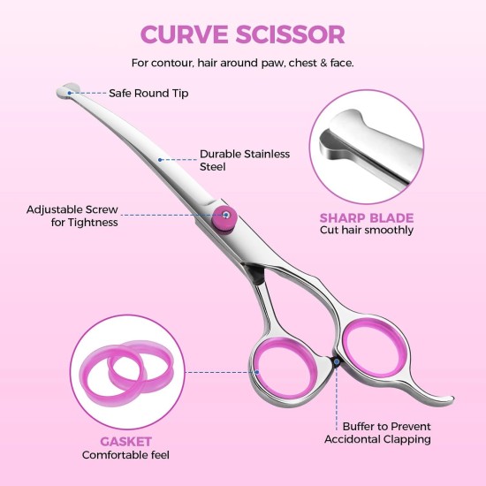 Pet Grooming Scissors for Dogs with Round Safety Tips, Heavy Duty Titanium Pet Grooming Trimmer Set, Professional Thinning Scissors, Straight Scissors with Comb for Dogs and Cats (3 Pack) Pet Grooming Scissors for Dogs with Round Safety Tips, Heavy Duty Titanium Pet Grooming Trimmer Set, Professional Thinning Scissors, Straight Scissors with Comb for Dogs and Cats (3 Pack)