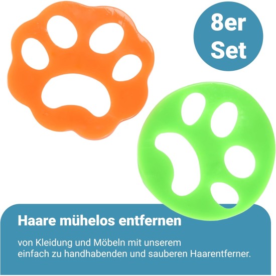 Pet Hair Remover Set of 8 - Orange and Green - Reusable Pet Hair Washing Machine Removal - Hair Remover for Laundry for Dog Hair, Removes Fur in Dryer and Washing Machine Pet Hair Remover Set of 8 - Orange and Green - Reusable Pet Hair Washing Machine Removal - Hair Remover for Laundry for Dog Hair, Removes Fur in Dryer and Washing Machine