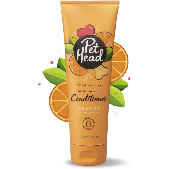 Pet Head Ditch the Dirt Conditioner for Dogs, Orange Fragrance, Cleans Your Dog's Coat Thoroughly and Makes It Soft, Deodorises and Eliminates Odours, Gentle Formula for Puppies, 250 ml Pet Head Ditch the Dirt Conditioner for Dogs, Orange Fragrance, Cleans Your Dog's Coat Thoroughly and Makes It Soft, Deodorises and Eliminates Odours, Gentle Formula for Puppies, 250 ml