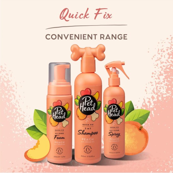 Pet Head Quick Fix Shampoo and Conditioner for Dogs, Peach Fragrance, Nourishes and Soothes Your Dog's Coat, pH Neutral, Vegan & Cruelty Free, Gentle Formula for Puppies, 300 ml Pet Head Quick Fix Shampoo and Conditioner for Dogs, Peach Fragrance, Nourishes and Soothes Your Dog's Coat, pH Neutral, Vegan & Cruelty Free, Gentle Formula for Puppies, 300 ml