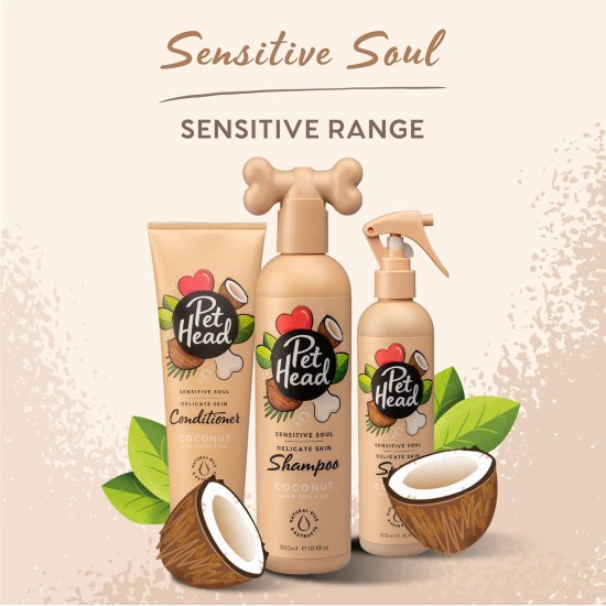 Pet Head Sensitive Soul Dog Shampoo Coconut Fragrance Nourishes and Soothes Sensitive Skin pH Neutral Vegan & Cruelty Free Gentle Formula for Dogs and Puppies 300 ml Pet Head Sensitive Soul Dog Shampoo Coconut Fragrance Nourishes and Soothes Sensitive Skin pH Neutral Vegan & Cruelty Free Gentle Formula for Dogs and Puppies 300 ml