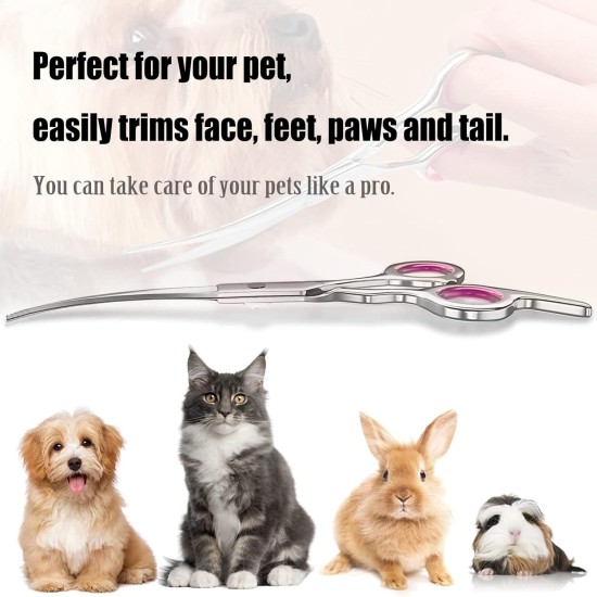 Pet Scissors, Grooming Scissors, 6 Inch Professional Stainless Steel Dog Grooming Scissors for Dogs, Cat Hair Scissors for Dogs, Paw Scissors, Curved Scissors (A) Pet Scissors, Grooming Scissors, 6 Inch Professional Stainless Steel Dog Grooming Scissors for Dogs, Cat Hair Scissors for Dogs, Paw Scissors, Curved Scissors (A)