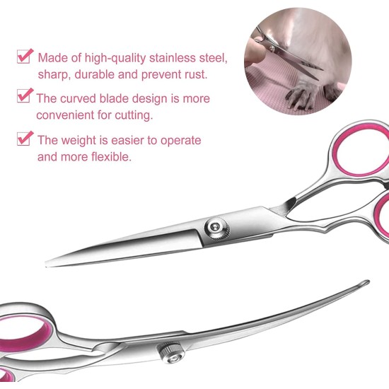 Pet Scissors, Grooming Scissors, 6 Inch Professional Stainless Steel Dog Grooming Scissors for Dogs, Cat Hair Scissors for Dogs, Paw Scissors, Curved Scissors (A) Pet Scissors, Grooming Scissors, 6 Inch Professional Stainless Steel Dog Grooming Scissors for Dogs, Cat Hair Scissors for Dogs, Paw Scissors, Curved Scissors (A)