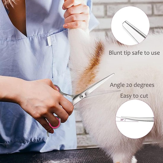 Pet Scissors, Grooming Scissors, 6 Inch Professional Stainless Steel Dog Grooming Scissors for Dogs, Cat Hair Scissors for Dogs, Paw Scissors, Curved Scissors (A) Pet Scissors, Grooming Scissors, 6 Inch Professional Stainless Steel Dog Grooming Scissors for Dogs, Cat Hair Scissors for Dogs, Paw Scissors, Curved Scissors (A)
