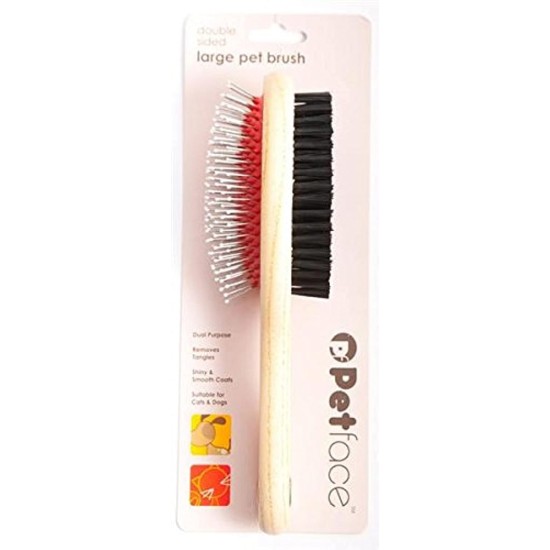 Petface Double Sided Wooden Brush, Large Petface Double Sided Wooden Brush, Large