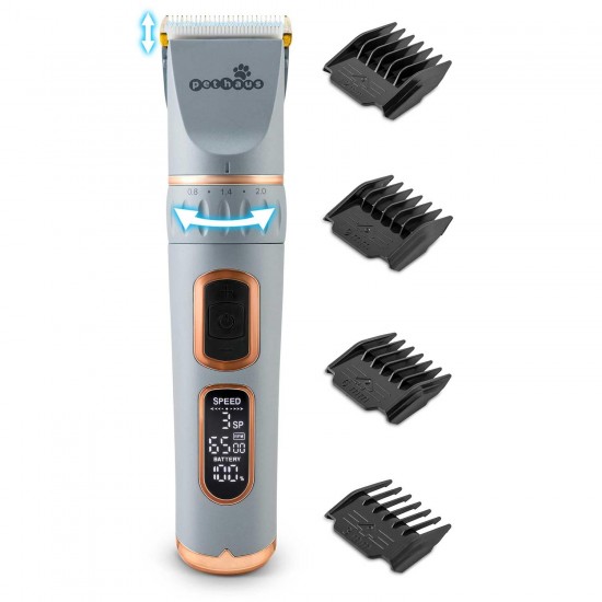 Pethaus Dog Clipper Grooming Set Low Noise Clipper for Dogs Cats 4 Attachments 3 to 12 mm Scissors Comb Claw Cutter File Grey Pethaus Dog Clipper Grooming Set Low Noise Clipper for Dogs Cats 4 Attachments 3 to 12 mm Scissors Comb Claw Cutter File Grey