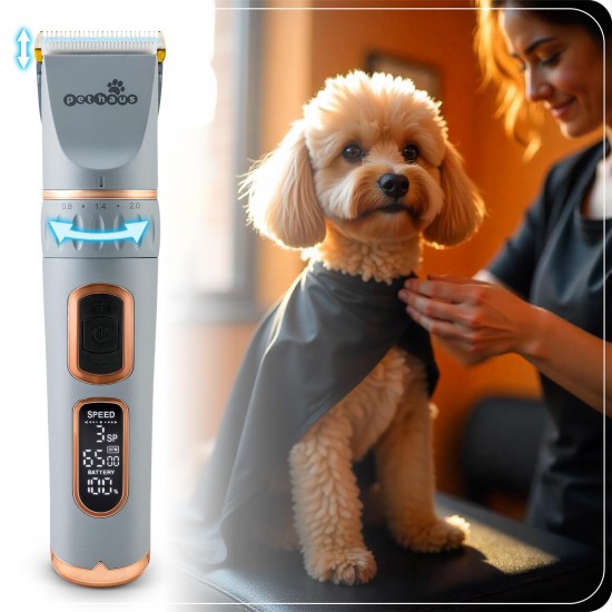 Pethaus Dog Clipper Grooming Set Low Noise Clipper for Dogs Cats 4 Attachments 3 to 12 mm Scissors Comb Claw Cutter File Grey Pethaus Dog Clipper Grooming Set Low Noise Clipper for Dogs Cats 4 Attachments 3 to 12 mm Scissors Comb Claw Cutter File Grey