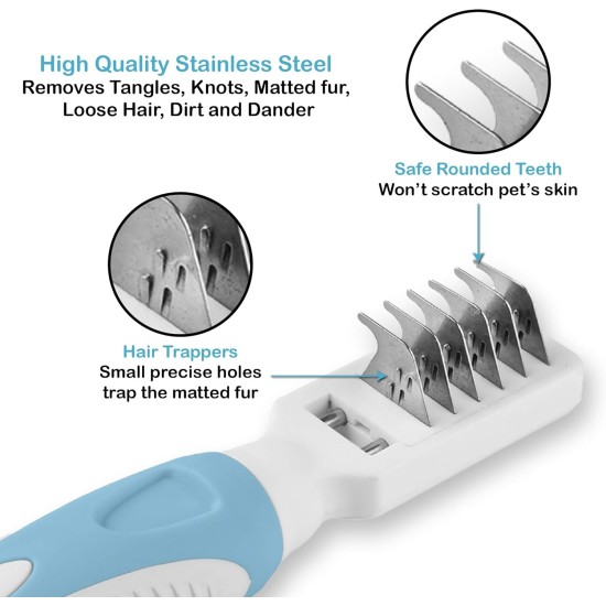 Pets First Professional Pet Mat Remover - Dematting Tool for Cat and Dog Grooming - Removes Matted Fur, Tangles, Knots, Gentle Teeth, Soft Comfort Grip Pets First Professional Pet Mat Remover - Dematting Tool for Cat and Dog Grooming - Removes Matted Fur, Tangles, Knots, Gentle Teeth, Soft Comfort Grip
