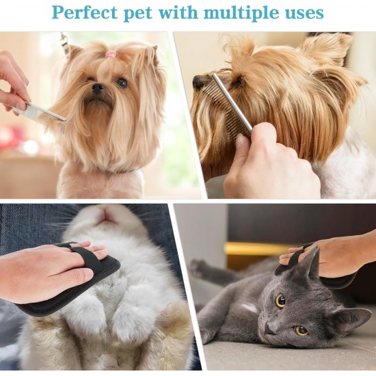 PnxdeobXL Pack of 2 Pet Grooming Gloves, Pet Hair Remover Glove, Made of Velvety Fabric & Breathable Mesh, with Stainless Steel Pet Comb, Suitable for Cats, Dogs & More PnxdeobXL Pack of 2 Pet Grooming Gloves, Pet Hair Remover Glove, Made of Velvety Fabric & Breathable Mesh, with Stainless Steel Pet Comb, Suitable for Cats, Dogs & More