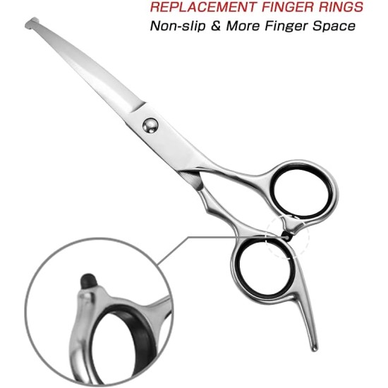 Professional Dog Scissors Round Tip Stainless Steel Eye Trimmer for Dogs and Cats, Professional Grooming Tool, Size 6.7 x 2.6 x 0.43 inch Professional Dog Scissors Round Tip Stainless Steel Eye Trimmer for Dogs and Cats, Professional Grooming Tool, Size 6.7 x 2.6 x 0.43 inch