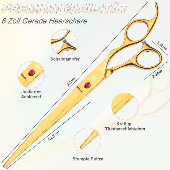 Purple Dragon 8 Inch Dog Scissors Set Professional 3-in-1 Fur Scissors Set for Dogs – Golden Dog Scissors Set Straight, Serrated and Curved Scissors are Included for Dogs for Cats and Other Animals Purple Dragon 8 Inch Dog Scissors Set Professional 3-in-1 Fur Scissors Set for Dogs – Golden Dog Scissors Set Straight, Serrated and Curved Scissors are Included for Dogs for Cats and Other Animals