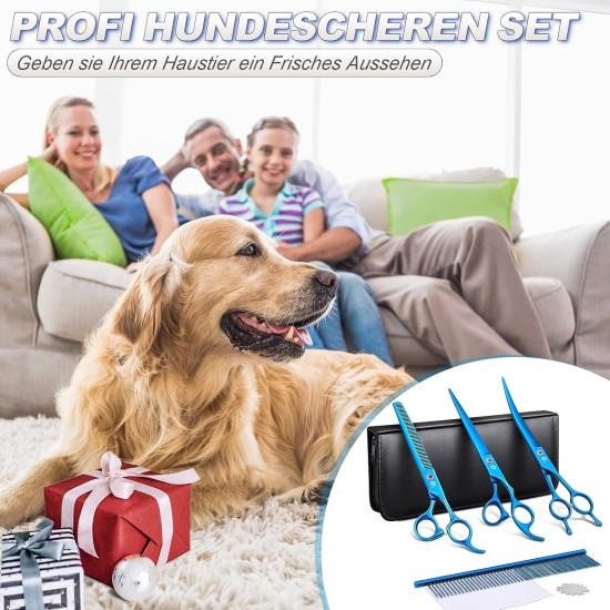 Purple Dragon 8 Inch Dog Scissors Set Professional 3-in-1 Fur Scissors Set for Dogs – Golden Dog Scissors Set Straight, Serrated and Curved Scissors are Included for Dogs for Cats and Other Animals Purple Dragon 8 Inch Dog Scissors Set Professional 3-in-1 Fur Scissors Set for Dogs – Golden Dog Scissors Set Straight, Serrated and Curved Scissors are Included for Dogs for Cats and Other Animals